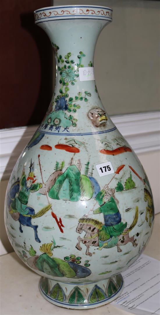 A large Chinese famille verte baluster vase